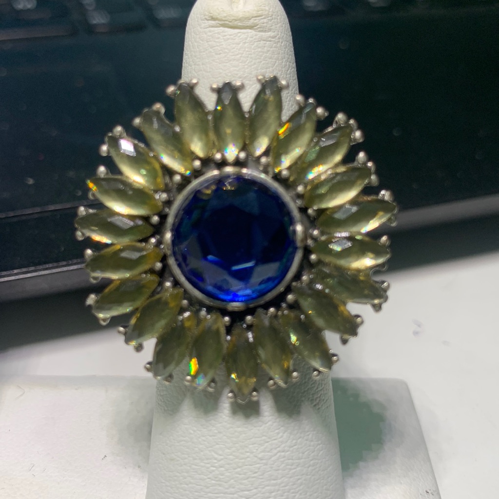 Fashion Jewelry Lucky You Silver Tone Ring With Rhinestones Adjustable Sz 6